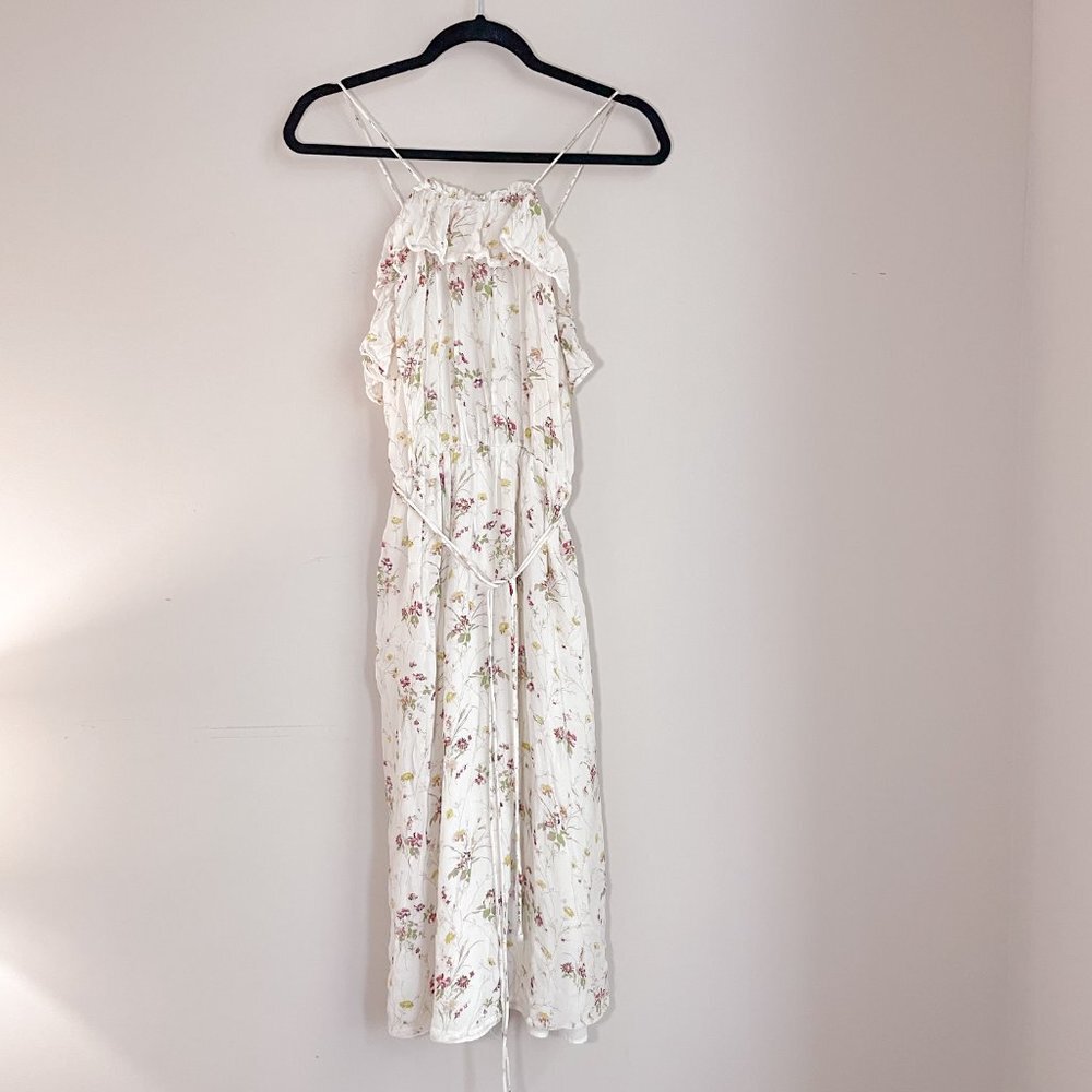 Zara Cream White Floral Sequined Dress - Picture 6 of 7